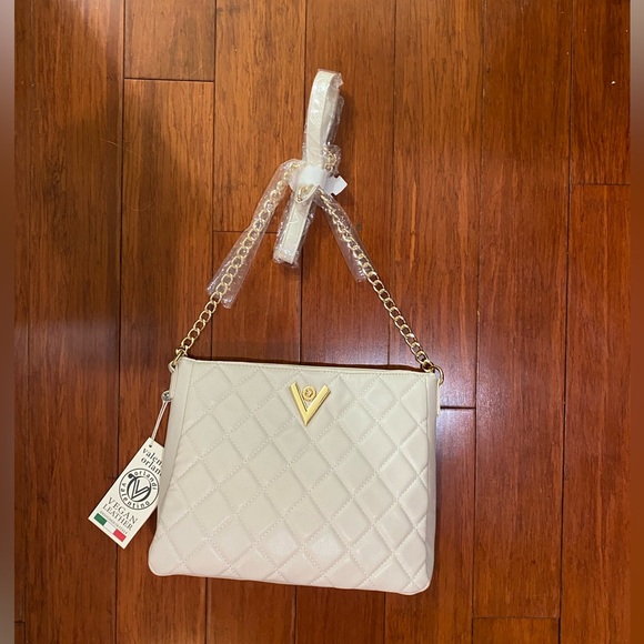 Valentino Orlandi Off White and Gold Quilted Cross Body Purse - Picture 2 of 11